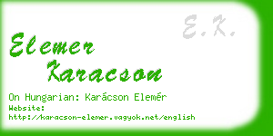 elemer karacson business card