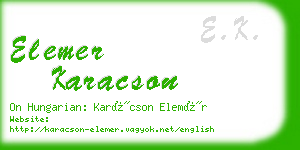 elemer karacson business card